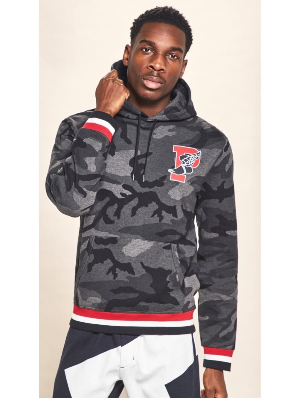 Polo Ralph Lauren P-Wing Pullover 1992 Stadium Hoodie Size Medium In Grey Camo
